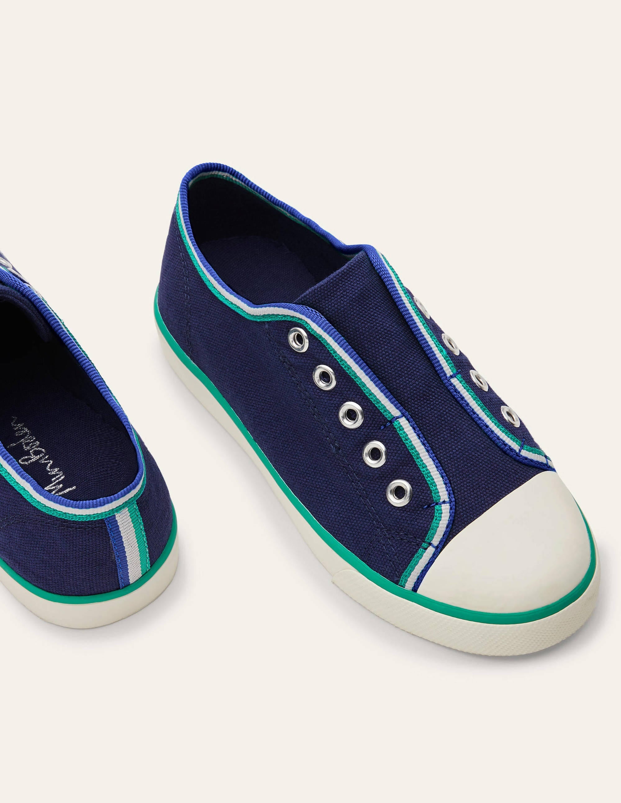 Leinenschuhe ohne Schnürsenkel zum Hineinschlüpfen-Schuluniform-Navy - Image 1