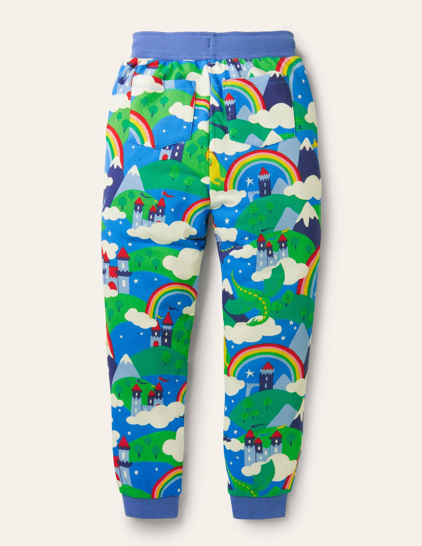 Gemusterte Jogginghose-Blau, Regenbögen/Drachen/Himmel