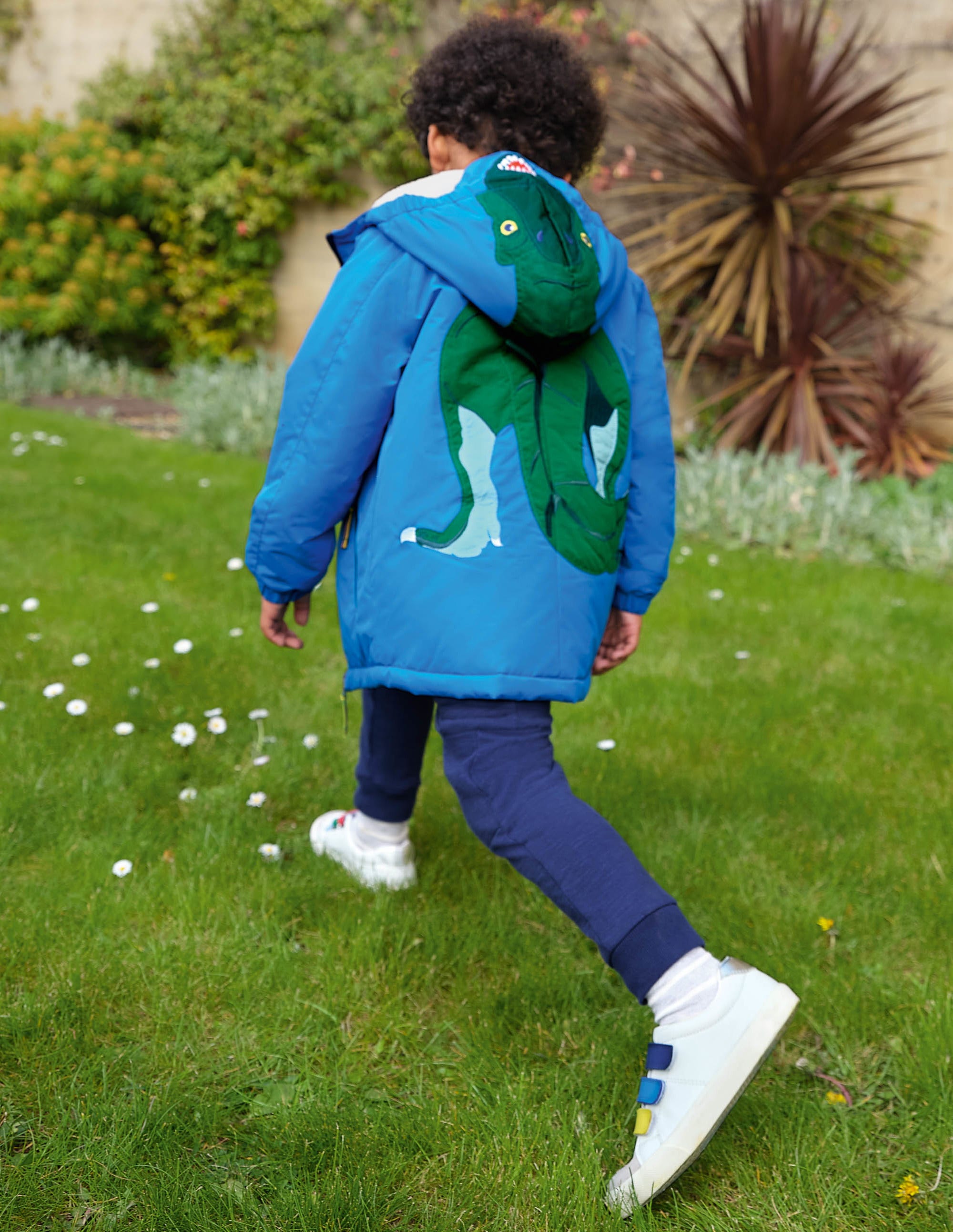 Cosy Sherpa-lined Anorak-Moroccan Blue Dinosaur - Image 1