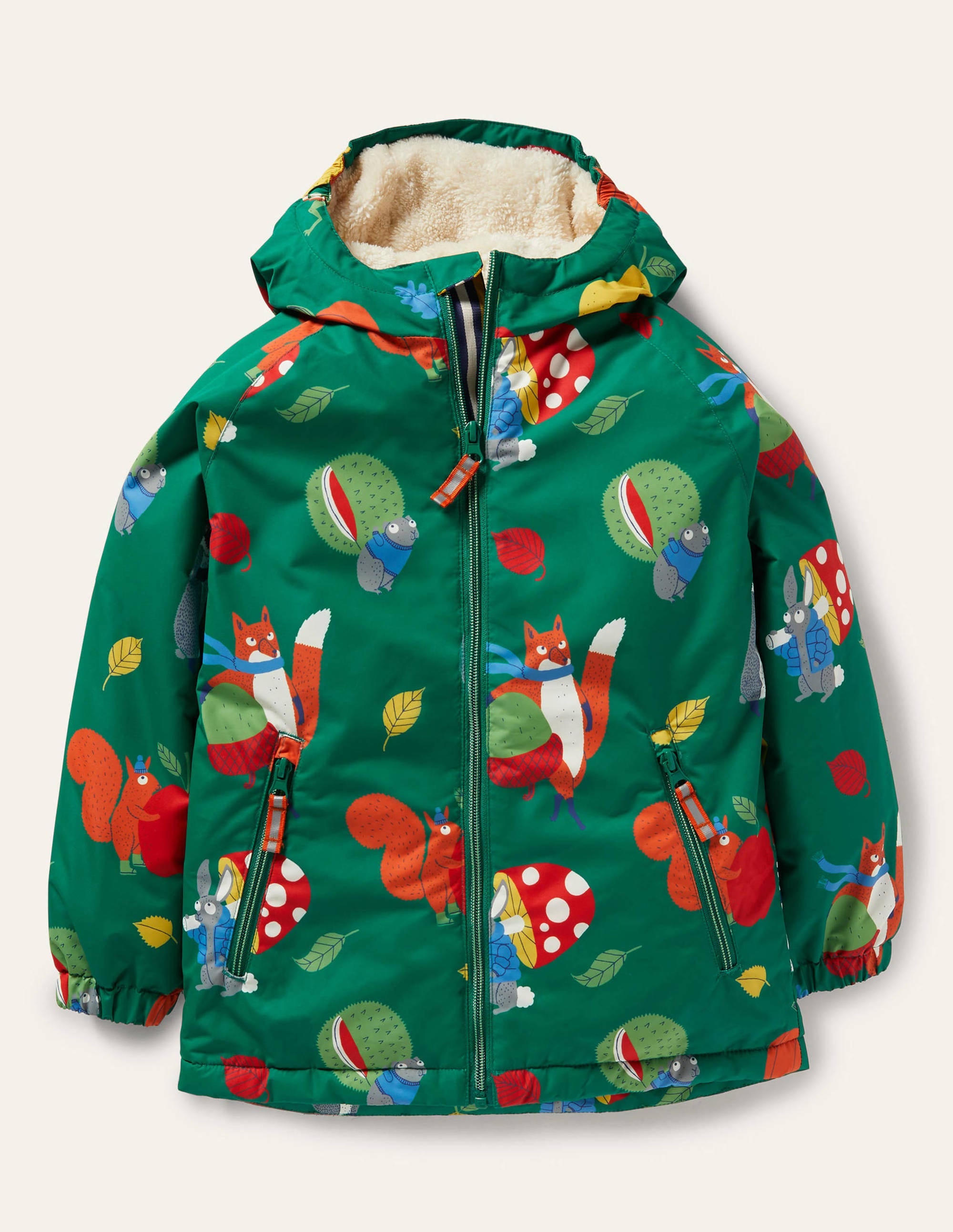 Cosy Sherpa-lined Anorak-Forest Green Bonkers Conkers - Image 1