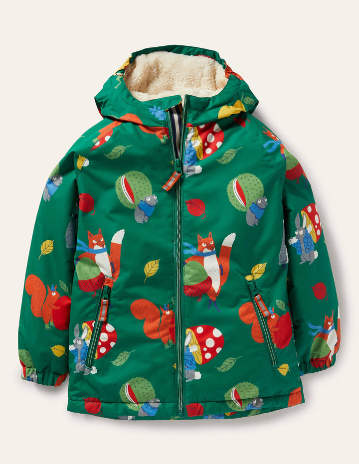 Cosy Sherpa-lined Anorak-Forest Green Bonkers Conkers
