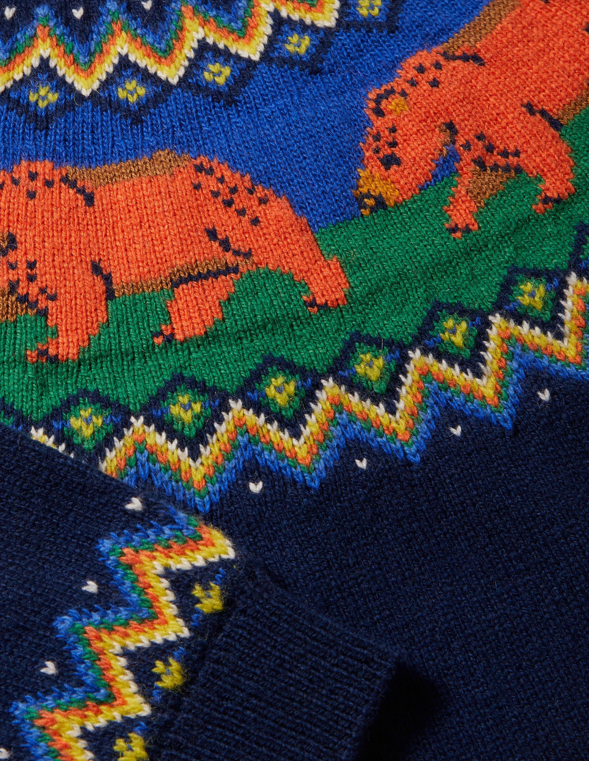 Pull col rond à motif jacquard-Ours bleu marine universitaire - Image 3