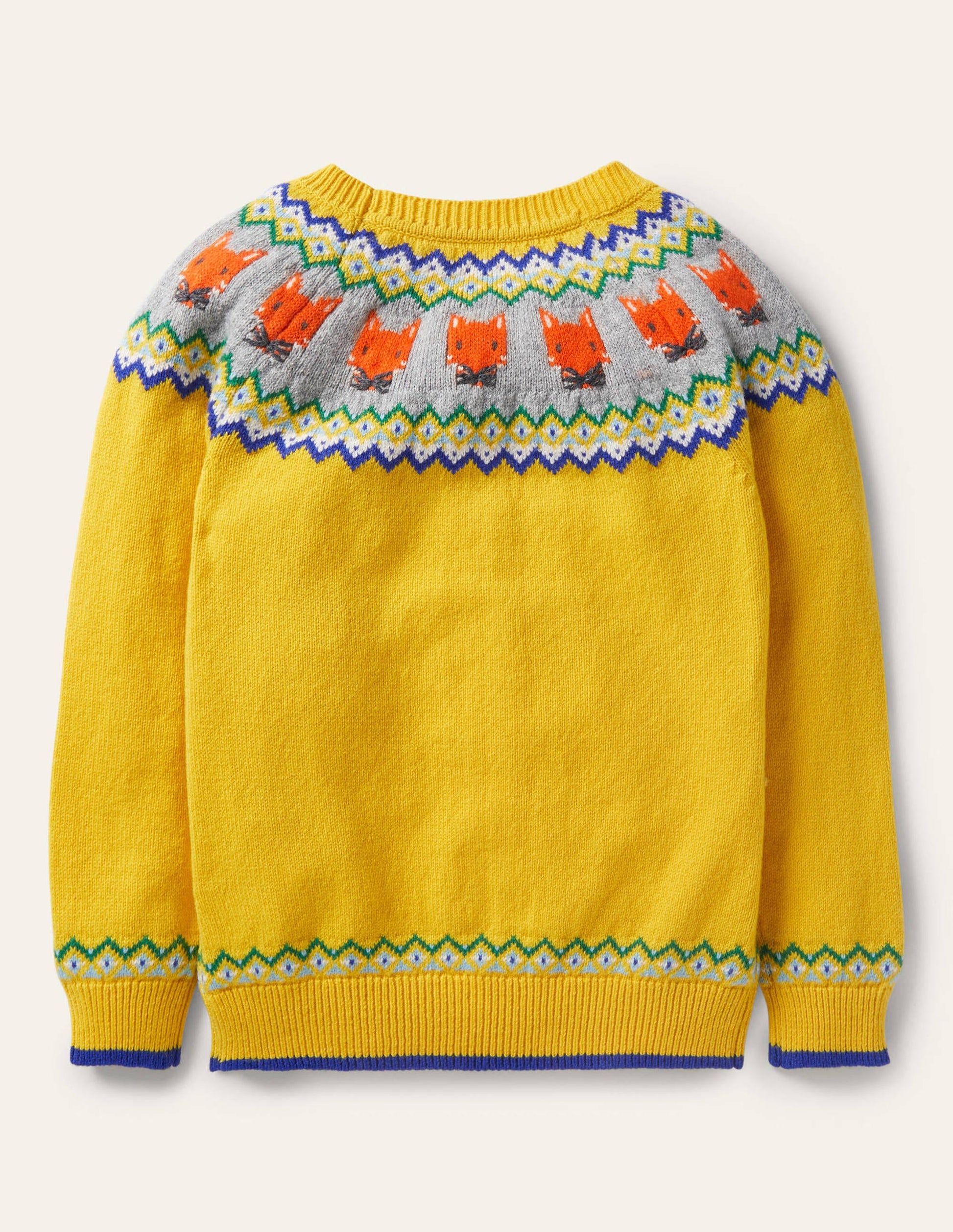 Fair-Isle-Pullover mit Rundhalsausschnitt-Honiggelb, Füchse-2