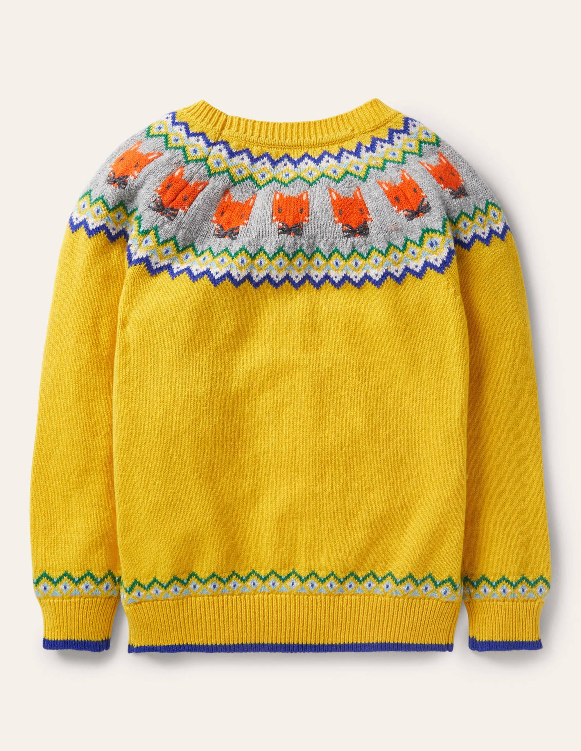 Fair-Isle-Pullover mit Rundhalsausschnitt-Honiggelb, Füchse - Image 2