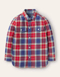 Chemise brossée à carreaux cosy-Rouge rockabilly/bleu tribord