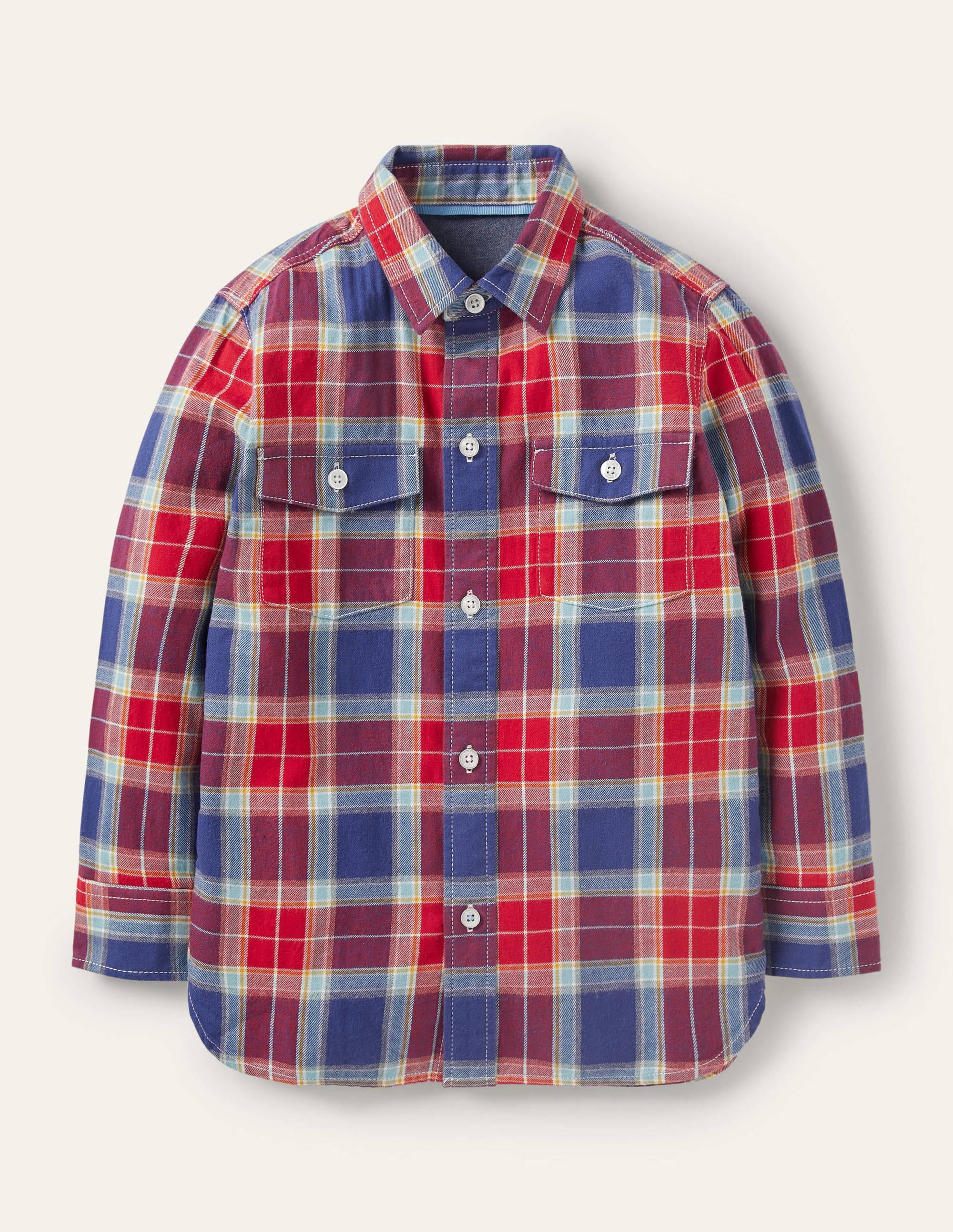 Chemise brossée à carreaux cosy-Rouge rockabilly/bleu tribord - Image 1