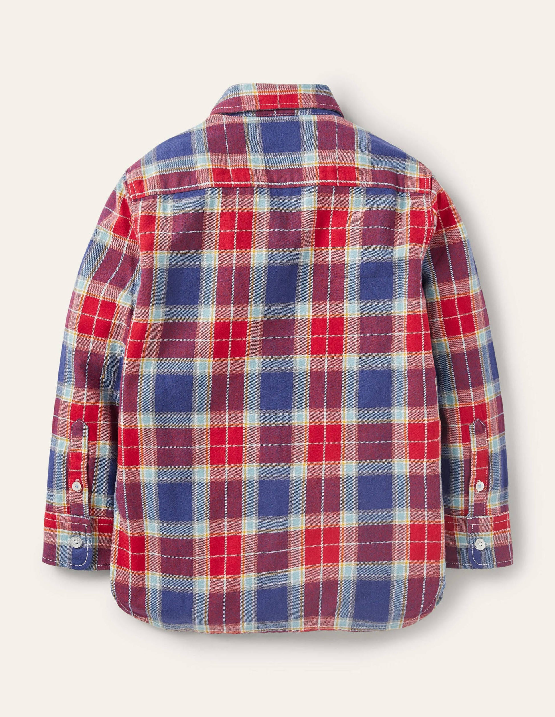 Chemise brossée à carreaux cosy-Rouge rockabilly/bleu tribord-2