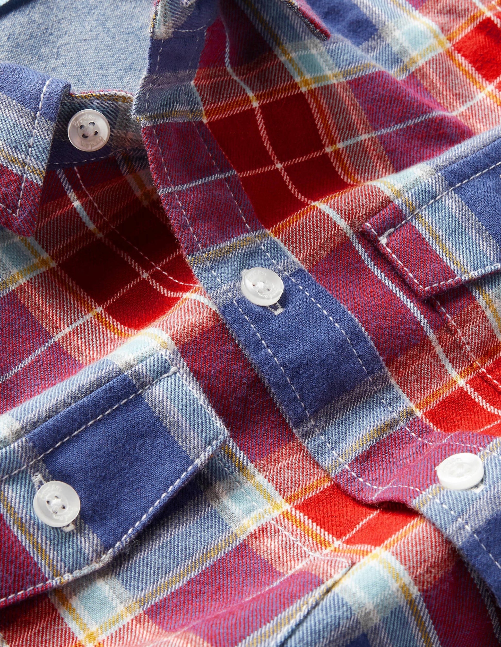 Chemise brossée à carreaux cosy-Rouge rockabilly/bleu tribord-3