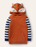 Strick-Hoodie mit Waldmotiv-Rostbraun Meliert, Fuchs