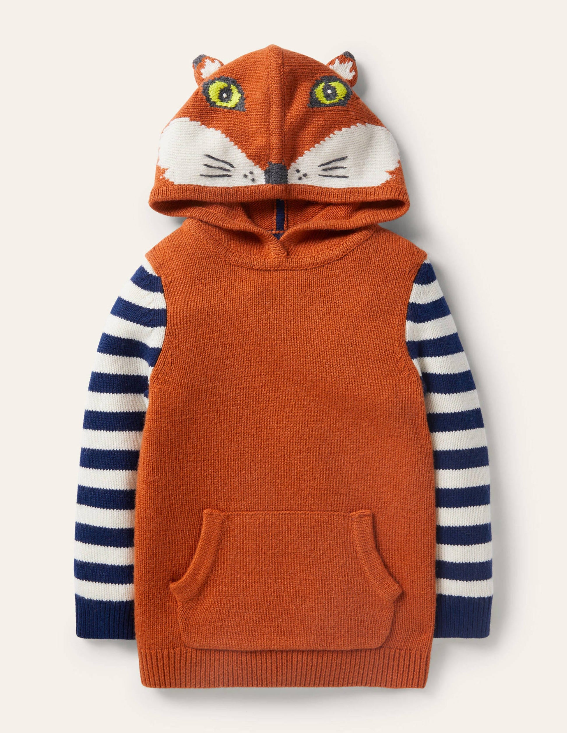 Strick-Hoodie mit Waldmotiv-Rostbraun Meliert, Fuchs-1