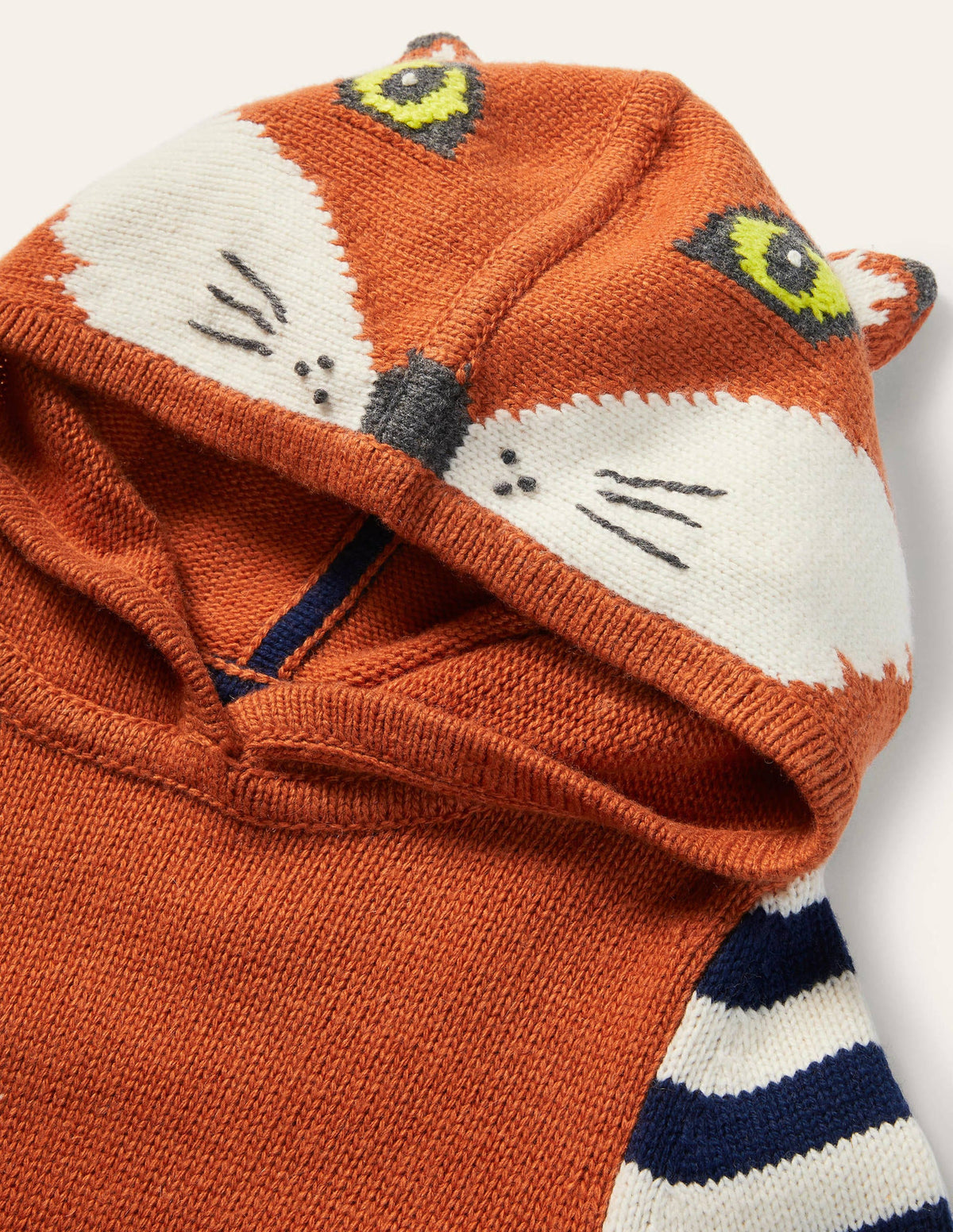 Strick-Hoodie mit Waldmotiv-Rostbraun Meliert, Fuchs-3