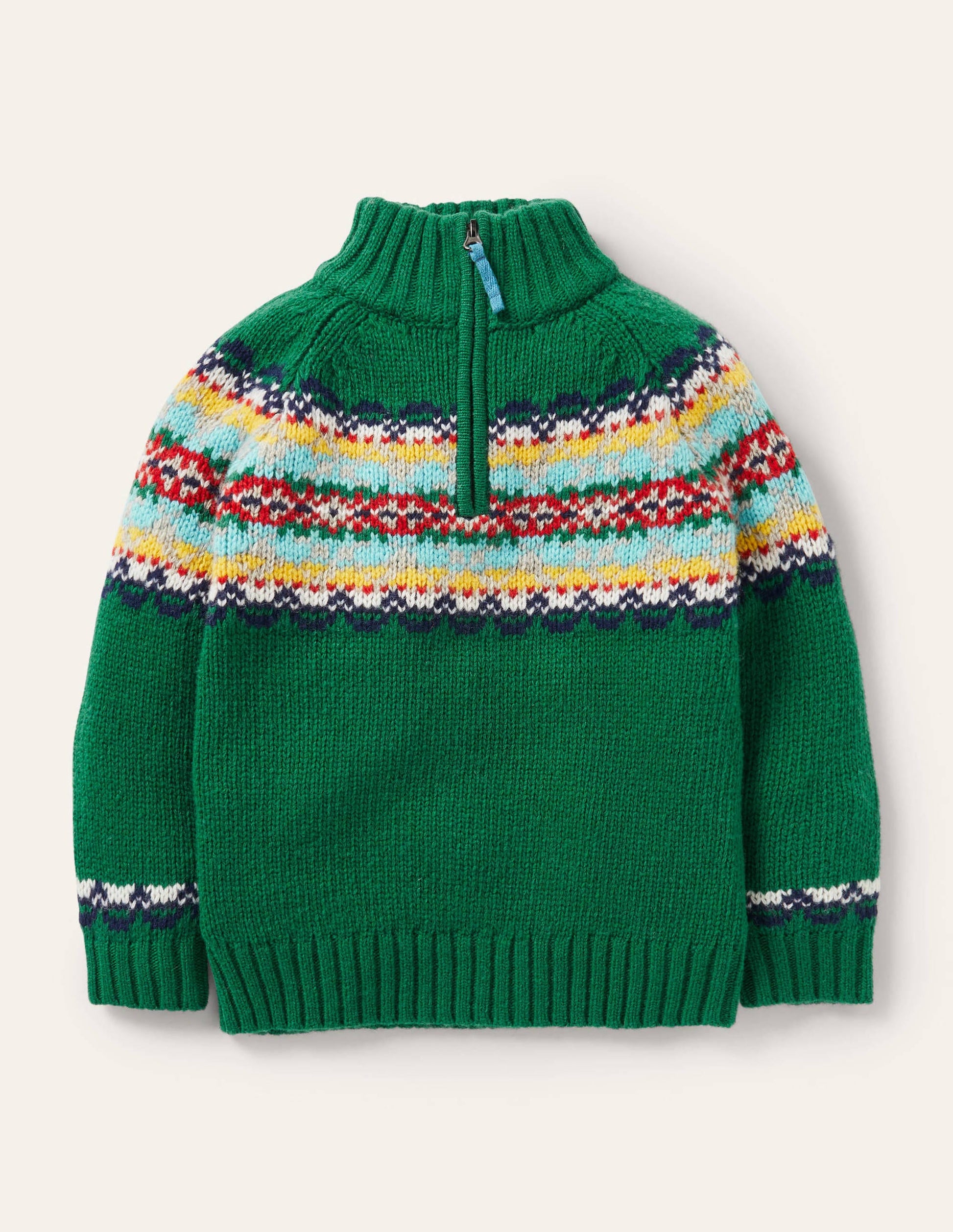 Pull partiellement zippé-Motif jacquard vert des Highlands-1
