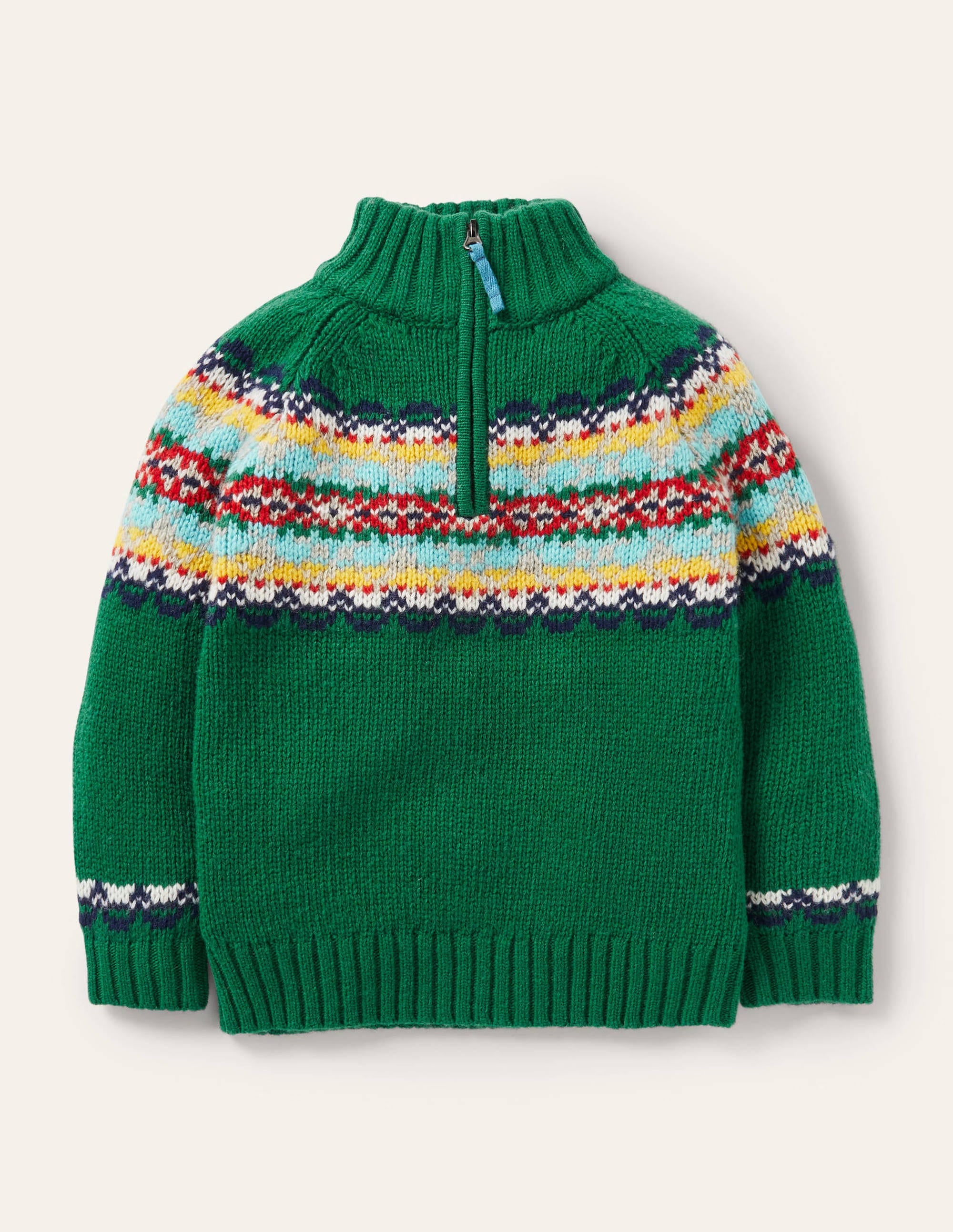 Pull partiellement zippé-Motif jacquard vert des Highlands - Image 1