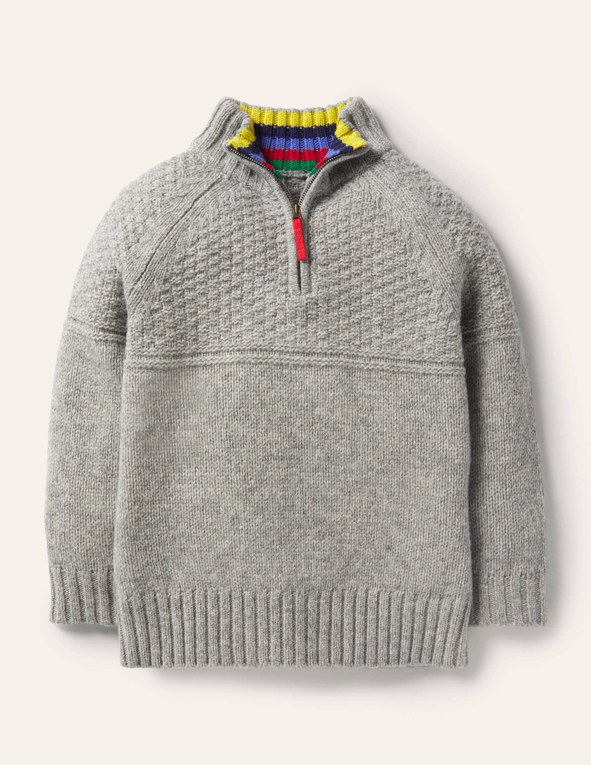 Pullover mit halbem Reißverschluss-Grau Meliert-1
