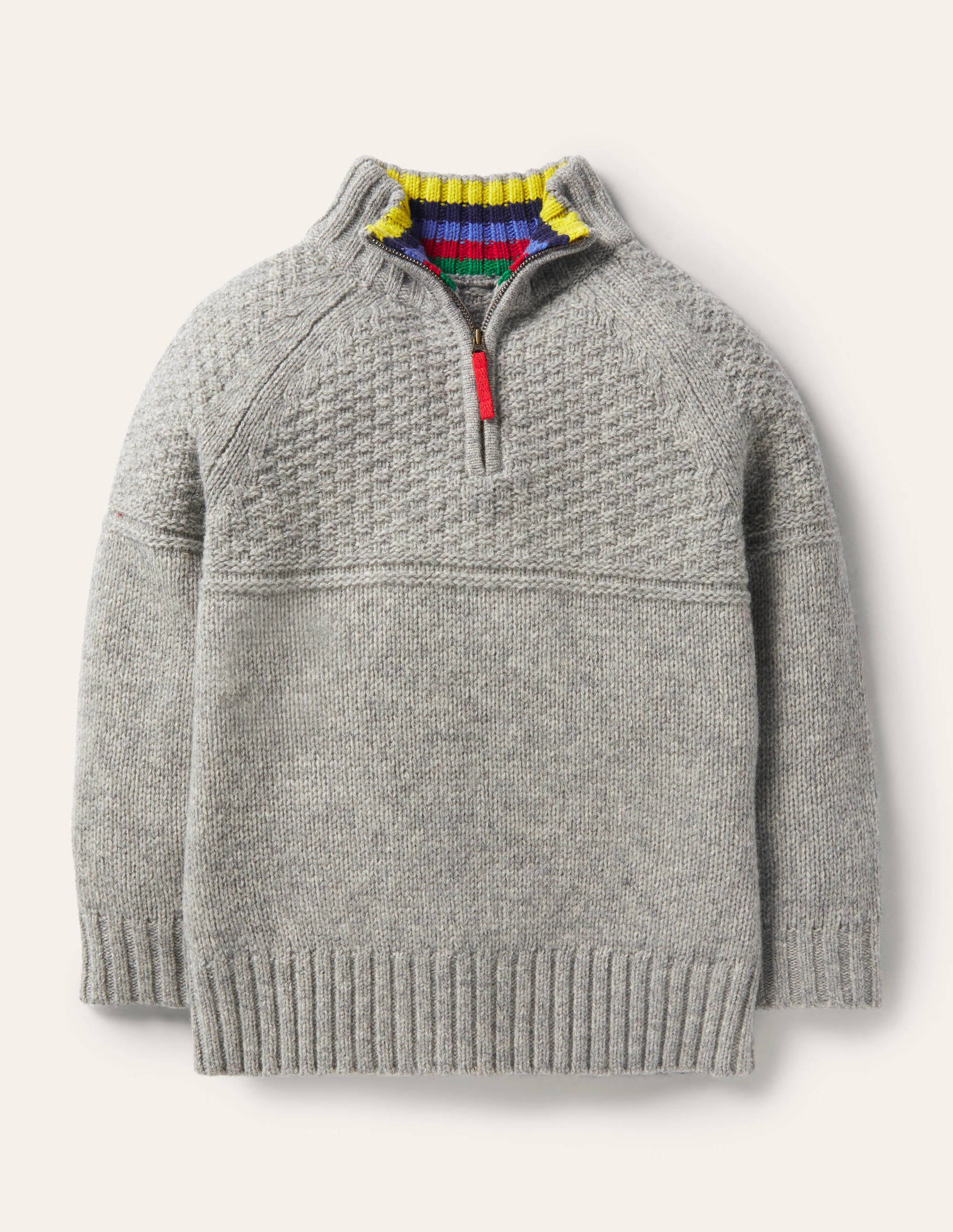 Pullover mit halbem Reißverschluss-Grau Meliert - Image 1