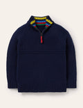 Pullover mit halbem Reißverschluss-Schuluniform-Navy