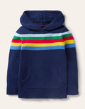 Gestrickter Kapuzenpullover-Schuluniform-Navy/Regenbogen