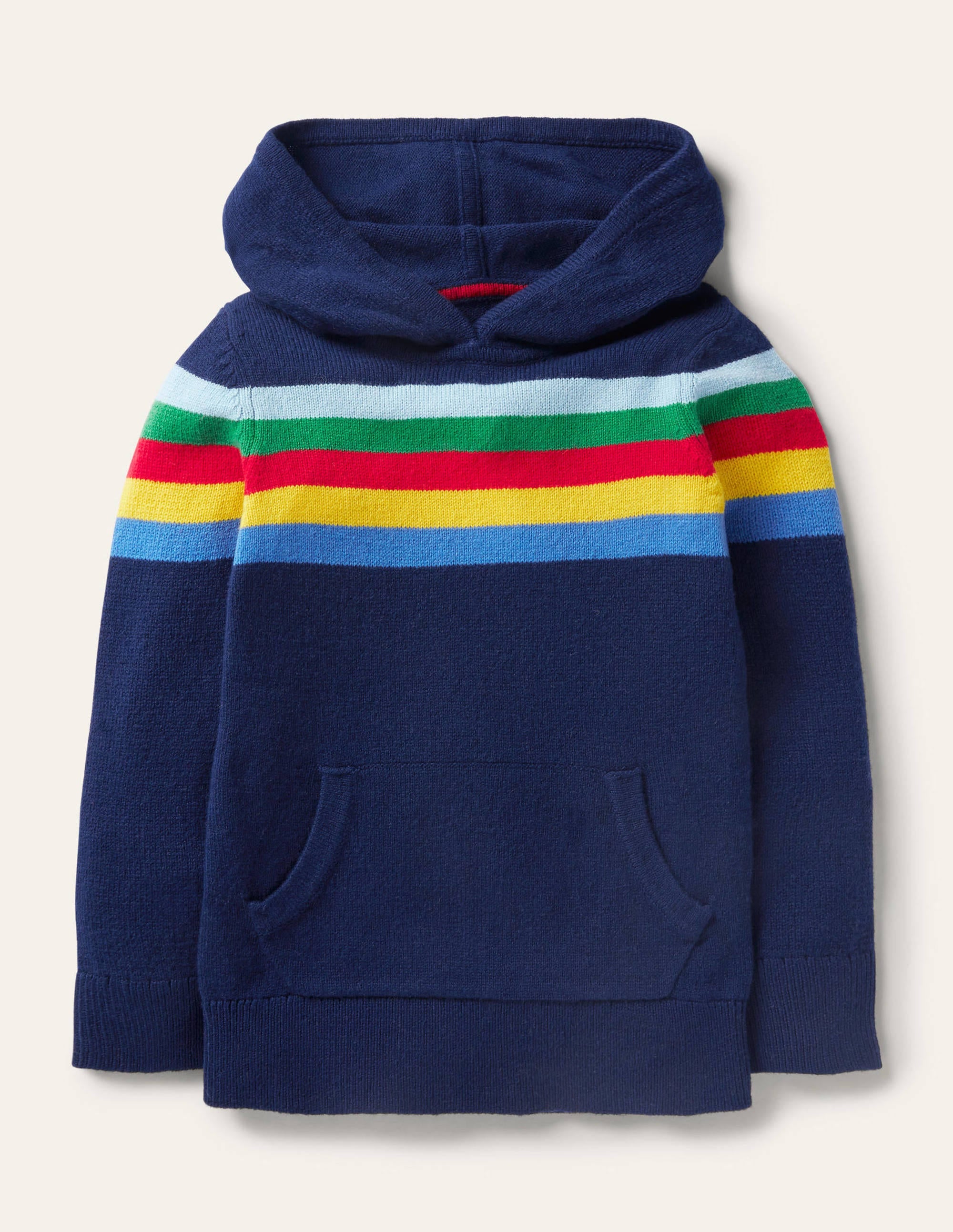 Gestrickter Kapuzenpullover-Schuluniform-Navy/Regenbogen - Image 1