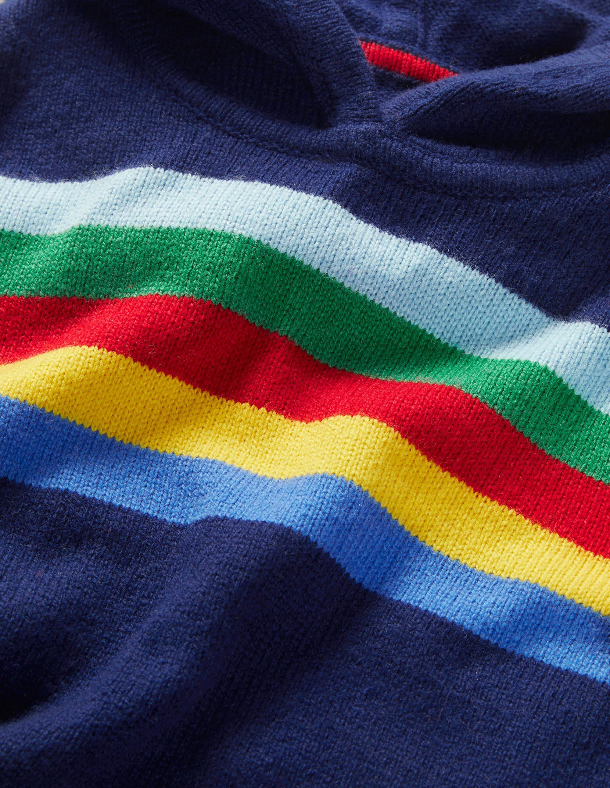 Gestrickter Kapuzenpullover-Schuluniform-Navy/Regenbogen - Image 3
