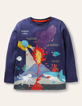 T-shirt avec paysage lumineux-Volcan eau bleu tribord
