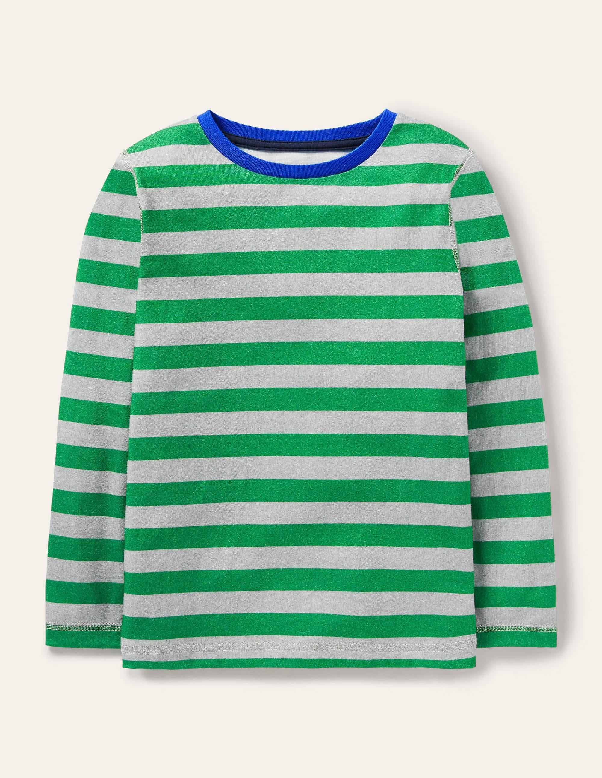 T-shirt manches longues ultra-doux-Gris chiné/vert des Highlands - Image 1
