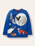 T-shirt avec paysage phosphorescent-Animaux bleu brillant