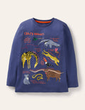 T-Shirt mit lehrreichem Motiv-Segelblau, Verrückte Tiere