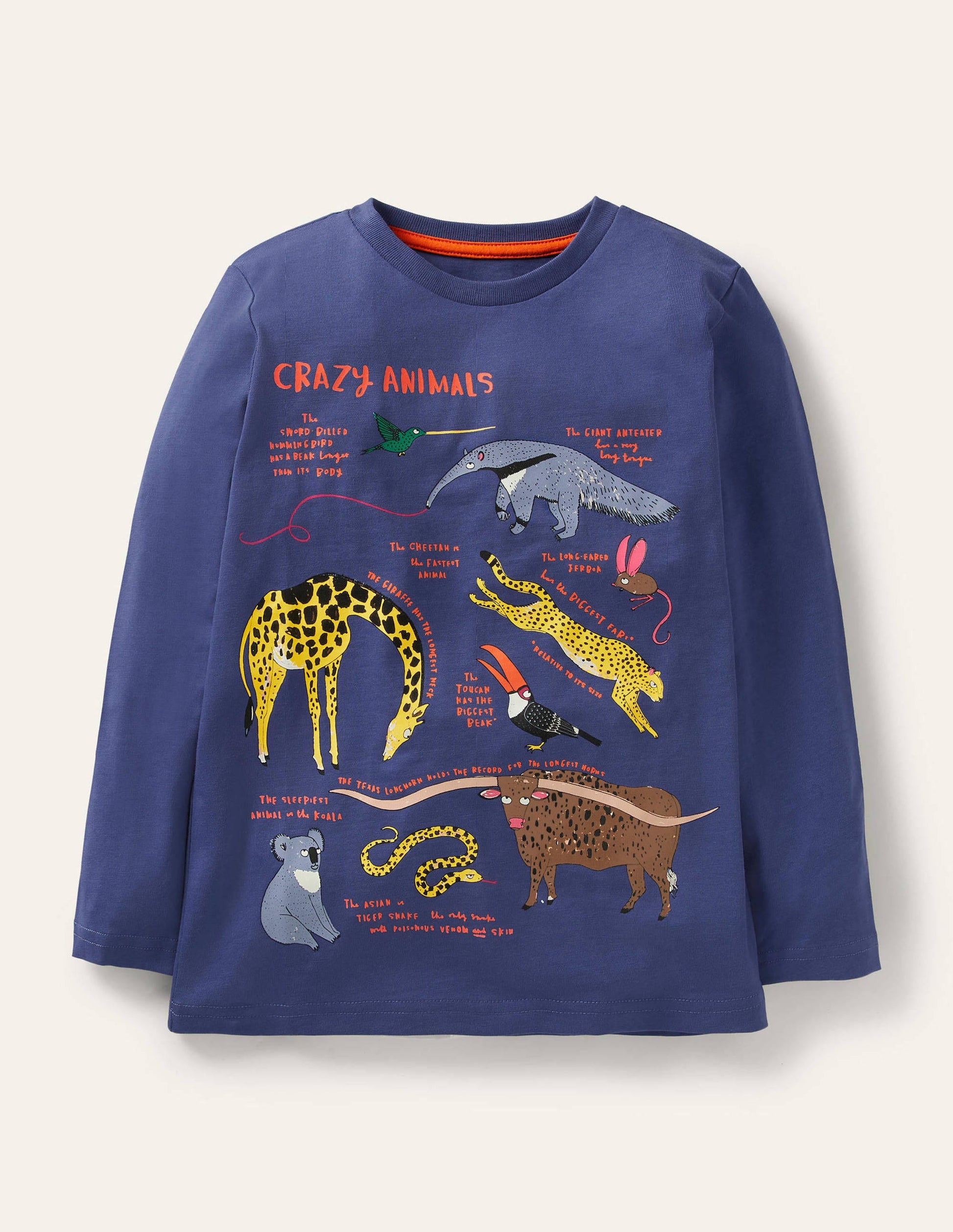 T-Shirt mit lehrreichem Motiv-Segelblau, Verrückte Tiere-1