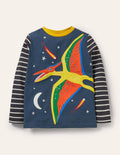 T-shirt à appliqué recto verso-Ptérodactyle bleu orageux