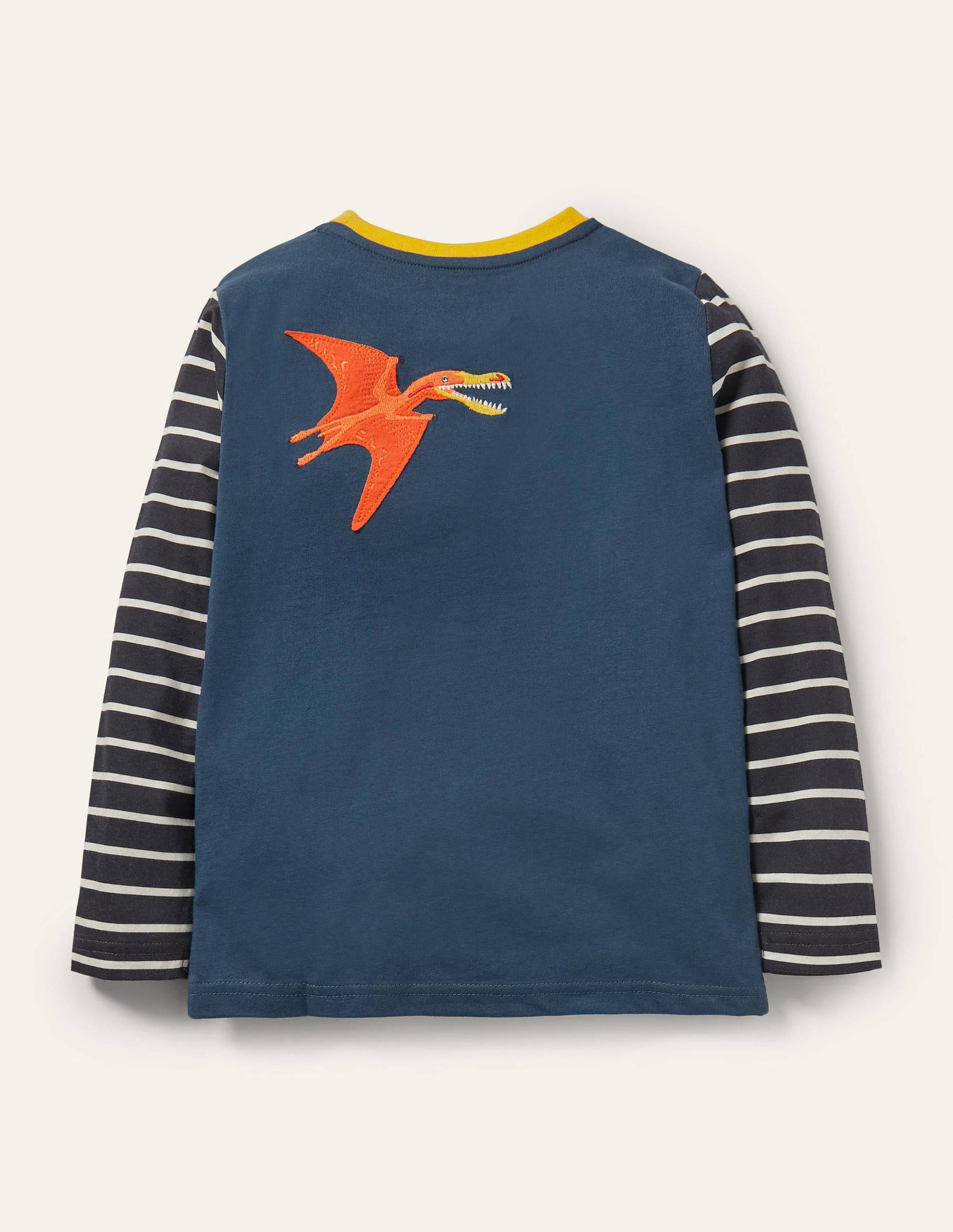 T-shirt à appliqué recto verso-Ptérodactyle bleu orageux-2