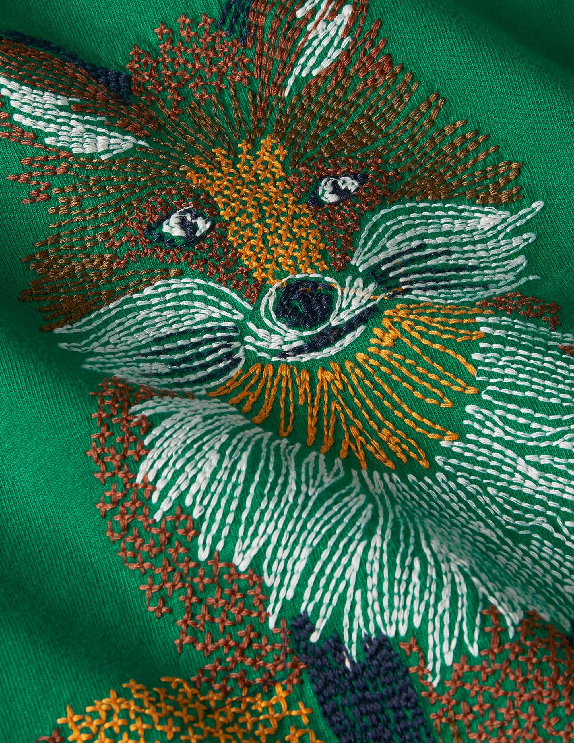 Oberteil mit Superstitch-Tieren-Waldgrün, Fuchs - Image 3
