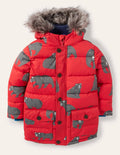 Lange Jacke mit Wattierung-Rockabilly-Rot, Bären