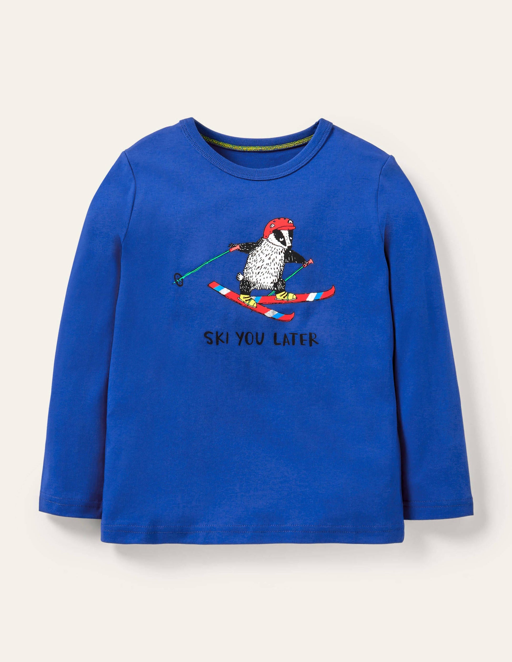 T-shirt graphique à motif animal-Motif Ski You Later bleu brillant-1