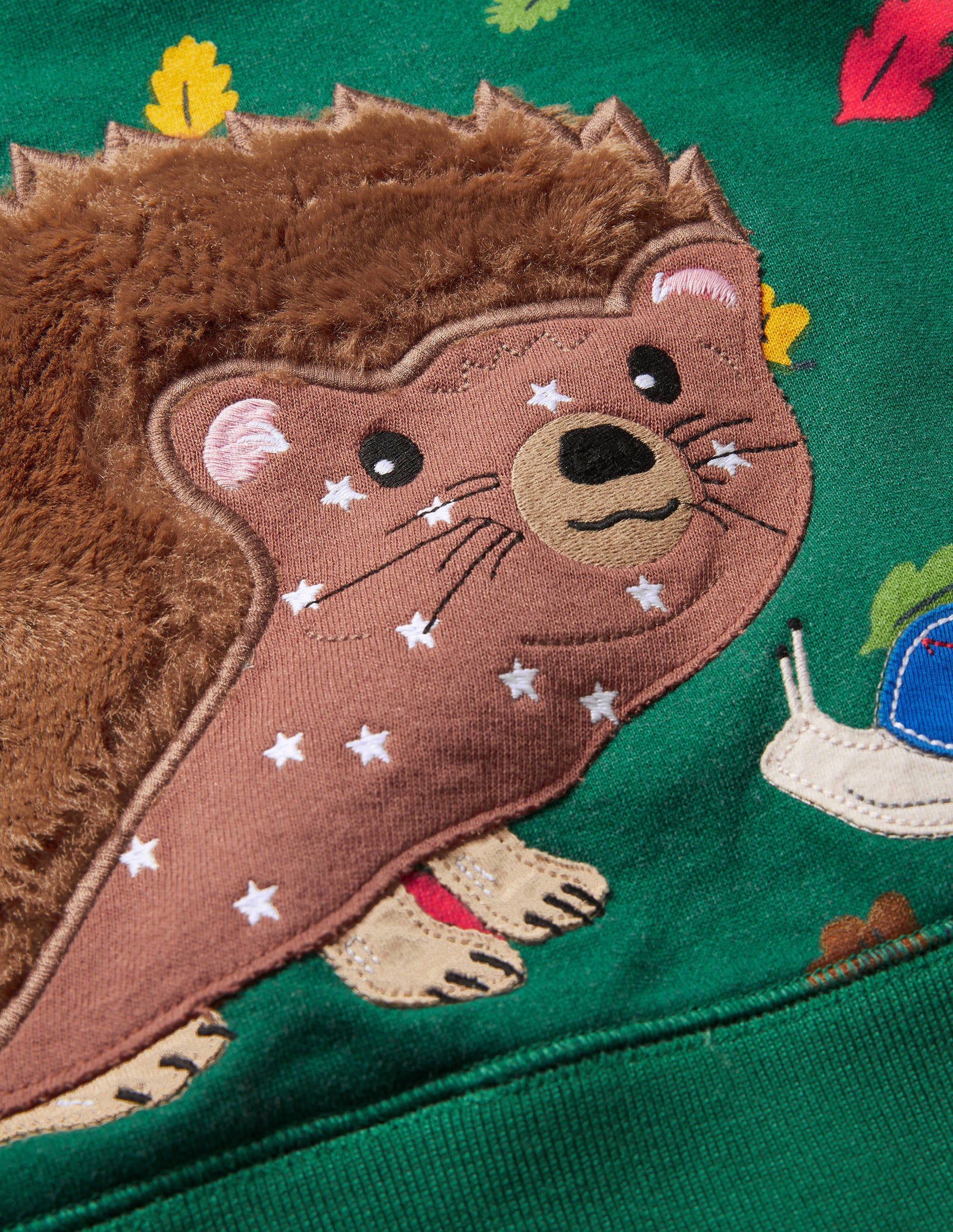 Sweat à capuche à appliqué patchwork-Hérisson vert forêt - Image 3