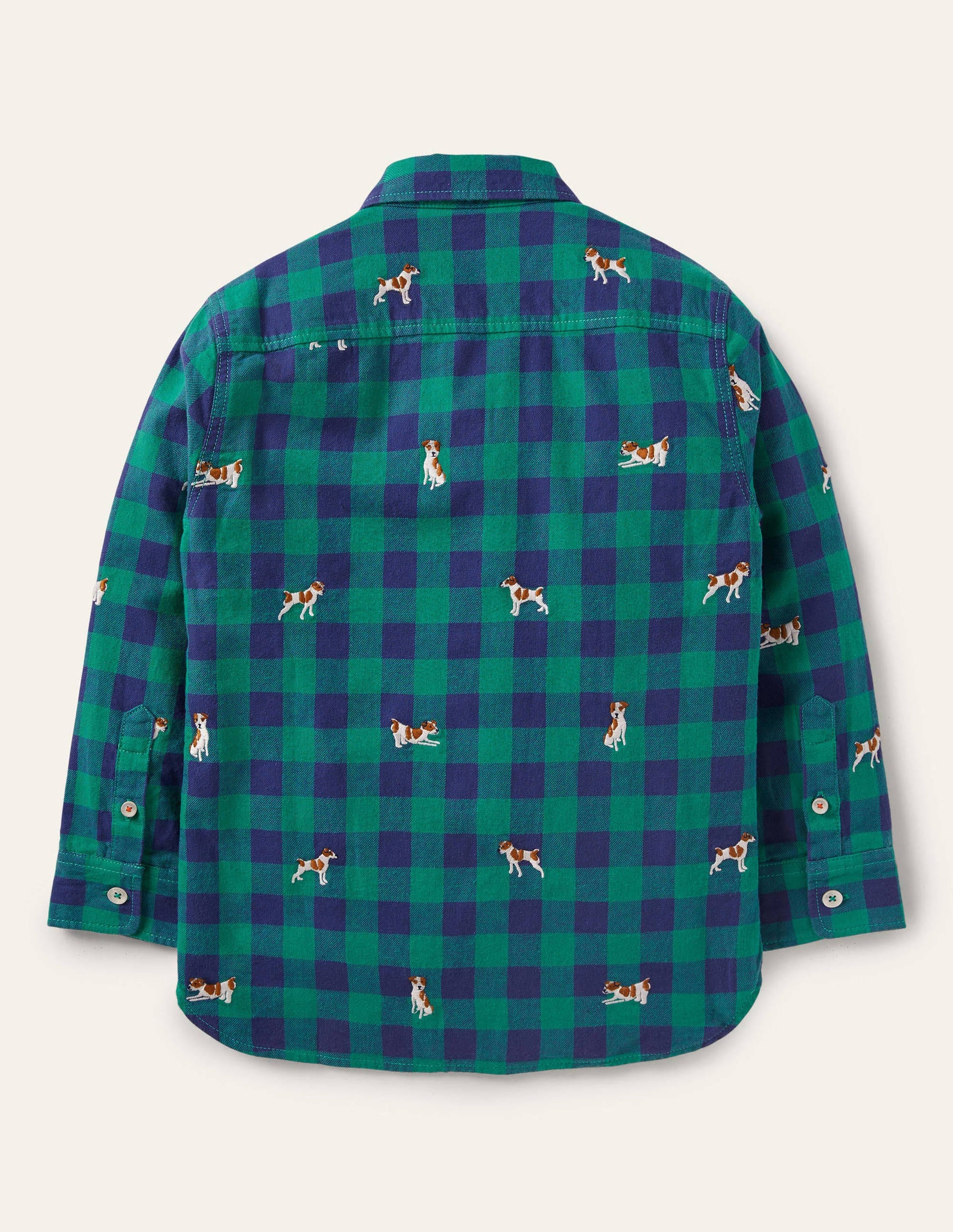 Chemise à carreaux brodée cosy-Sprout bleu/vert-2