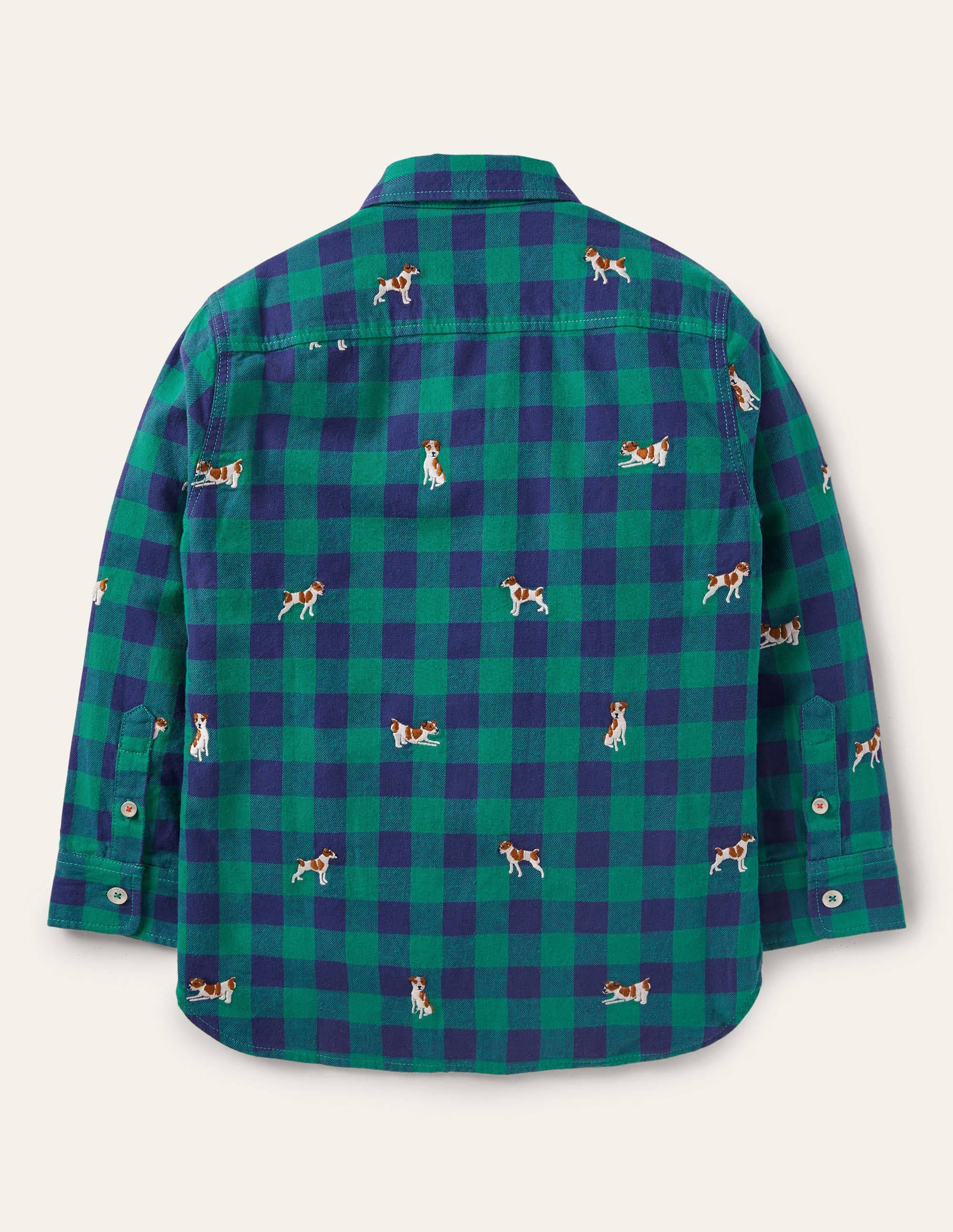 Chemise à carreaux brodée cosy-Sprout bleu/vert - Image 2
