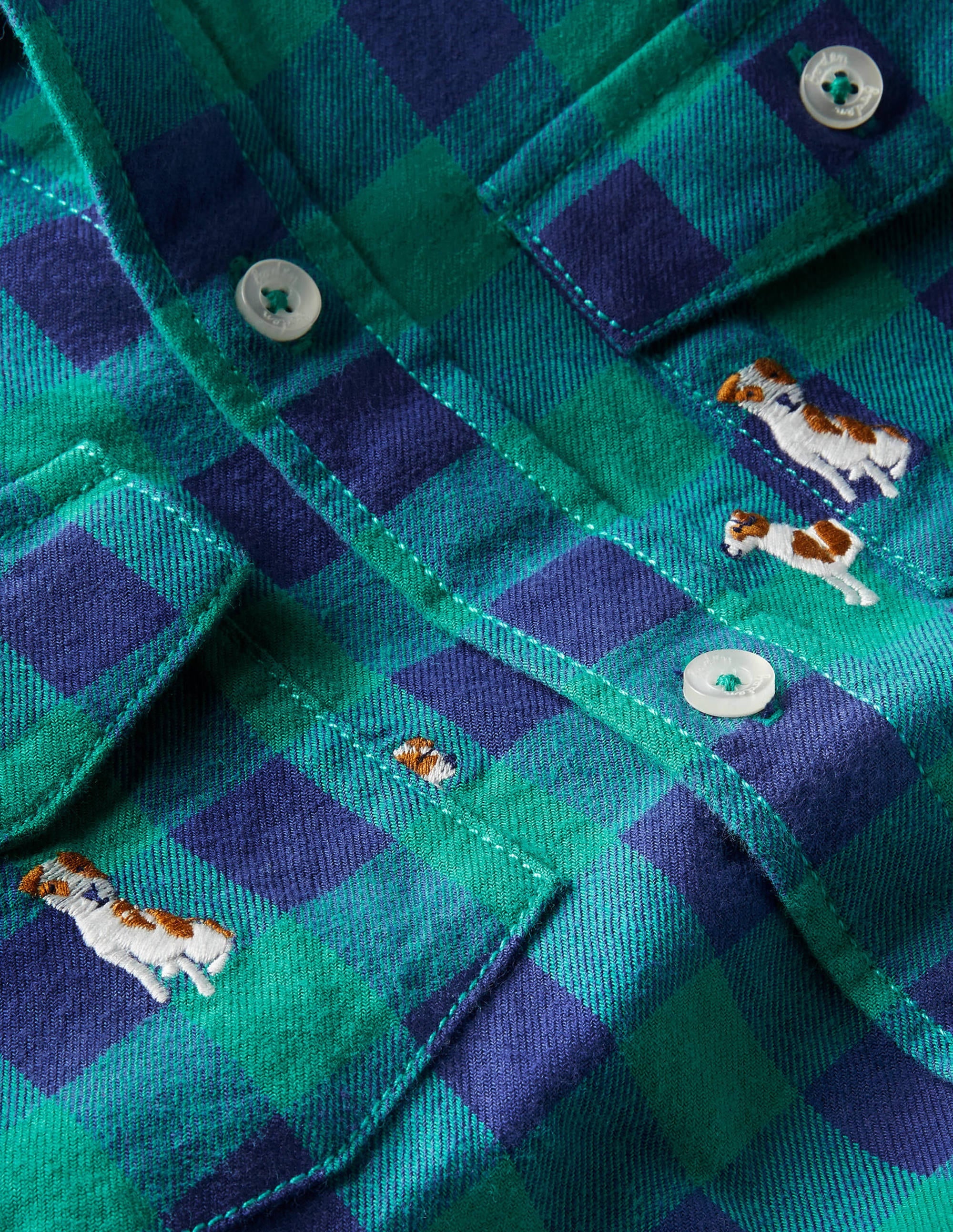 Chemise à carreaux brodée cosy-Sprout bleu/vert - Image 3