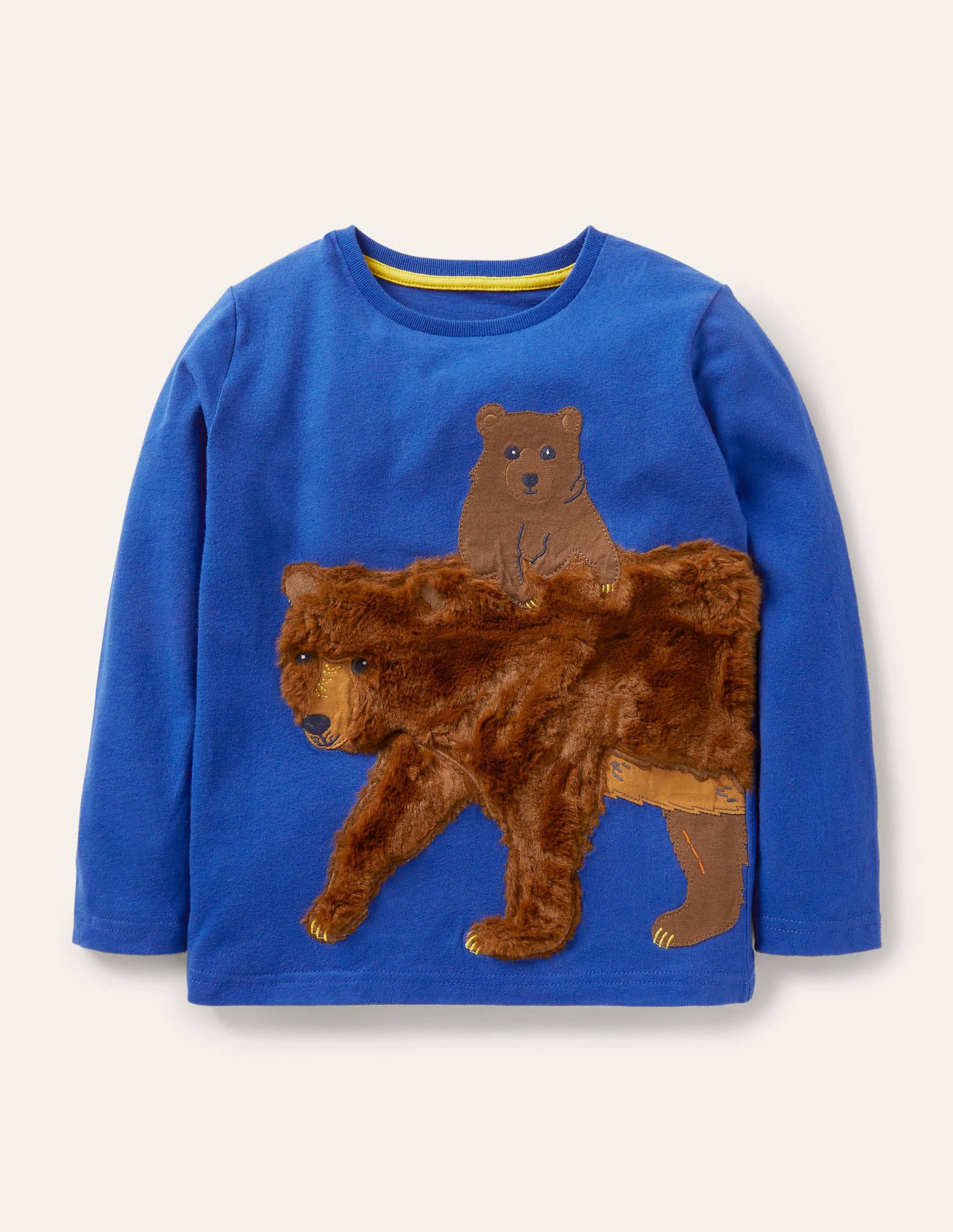 T-Shirt mit Waldapplikation-Blitzblau, Bär - Image 1