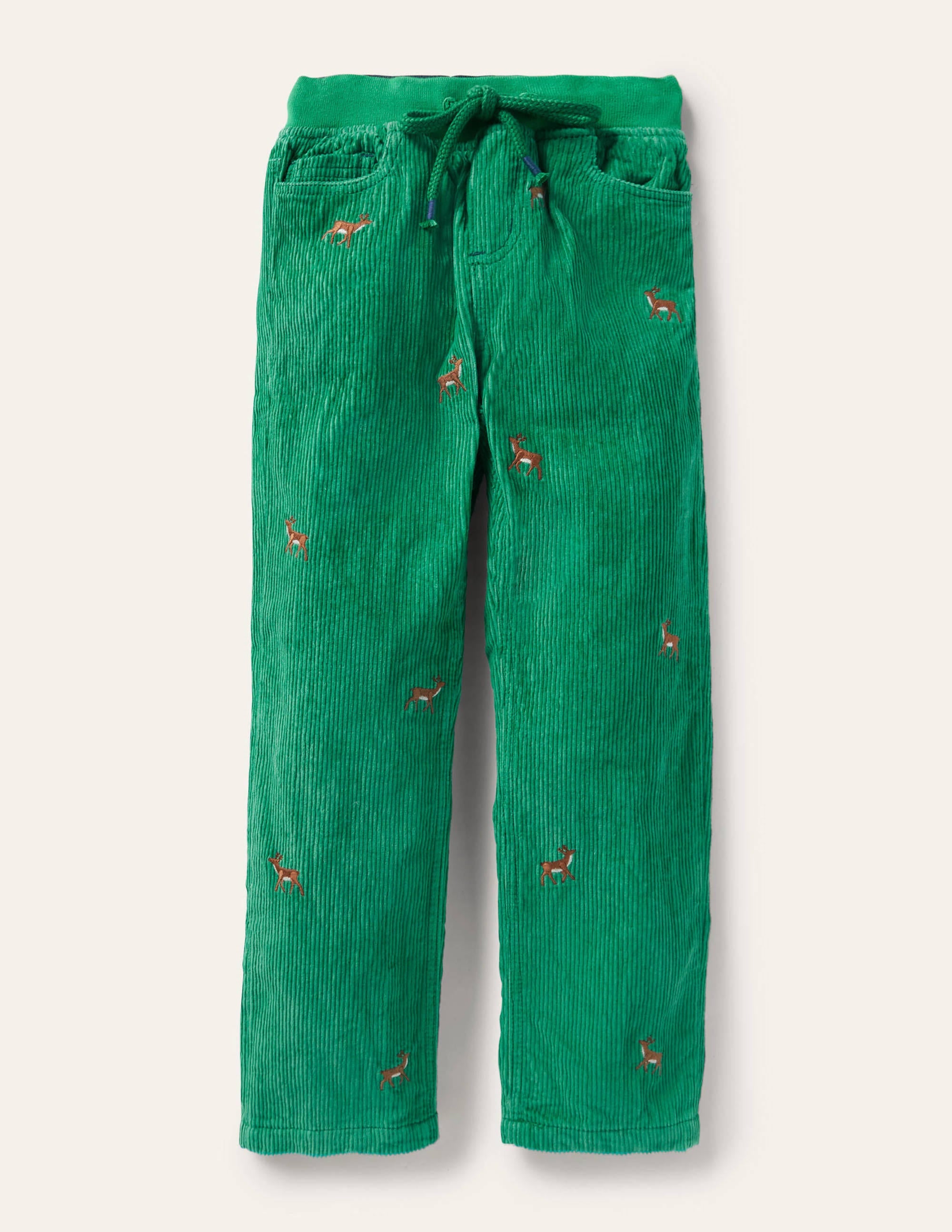 Pantalon cosy en velours côtelé doublé-Cerf vert des Highlands - Image 1