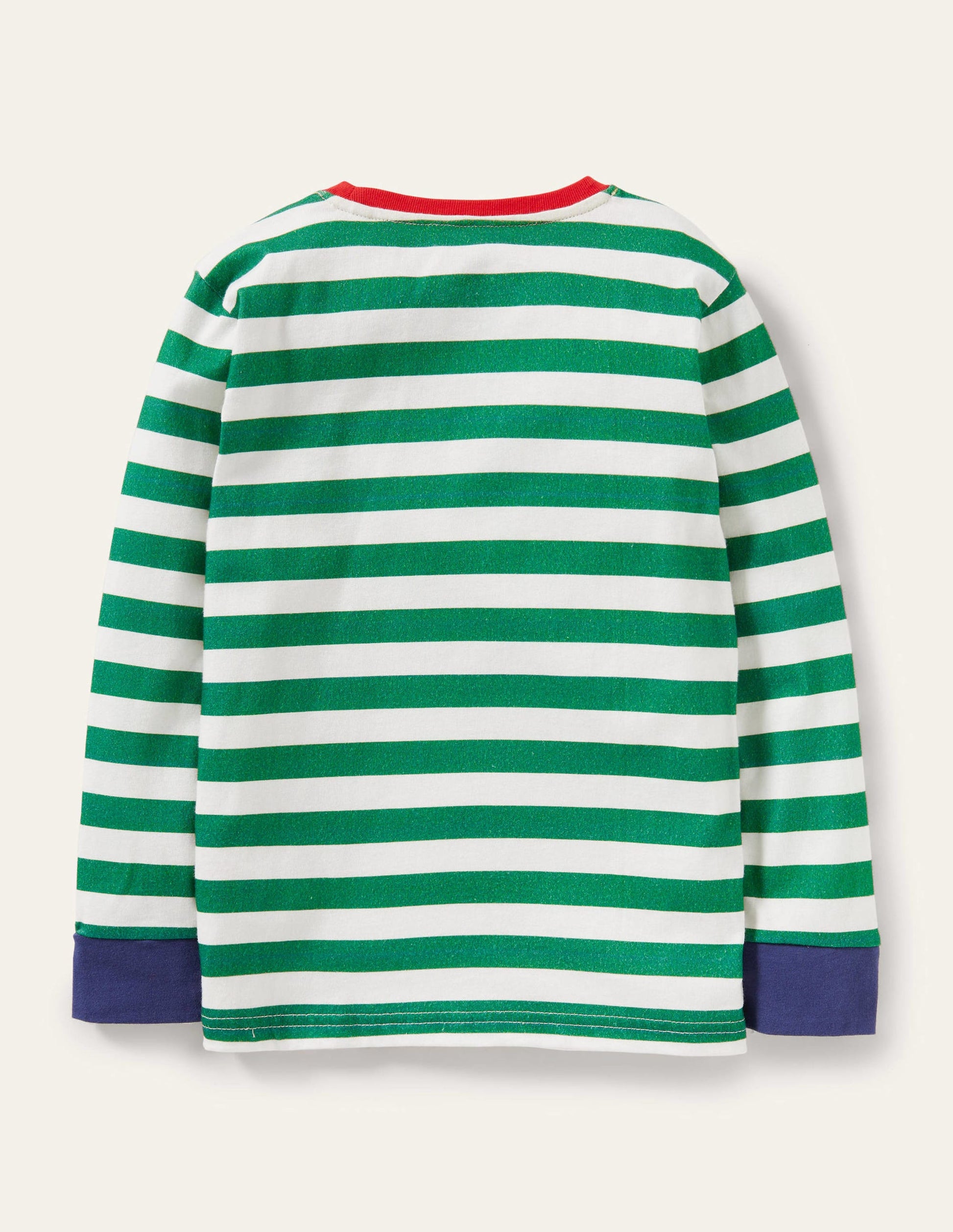 Fun Christmas T-shirt-Ivory/Forest Green Santa Zip-2