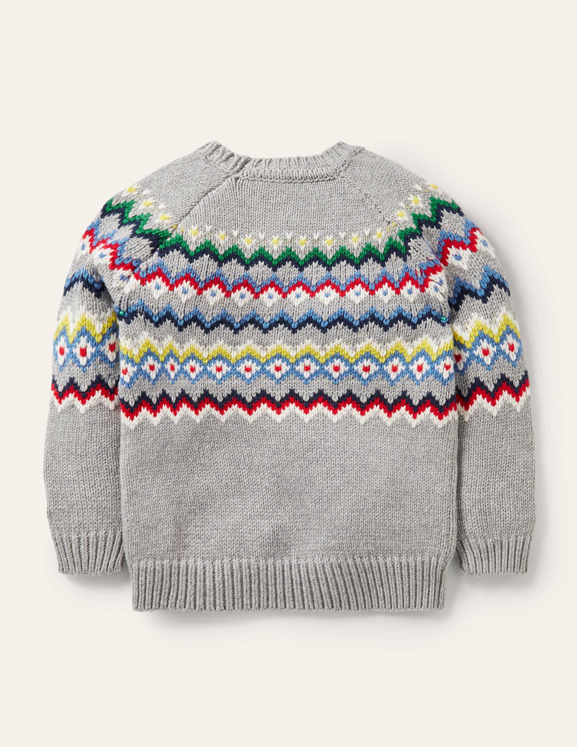 Fair-Isle-Grobstrickpullover mit Rundhalsausschnitt-Grau Meliert - Image 2