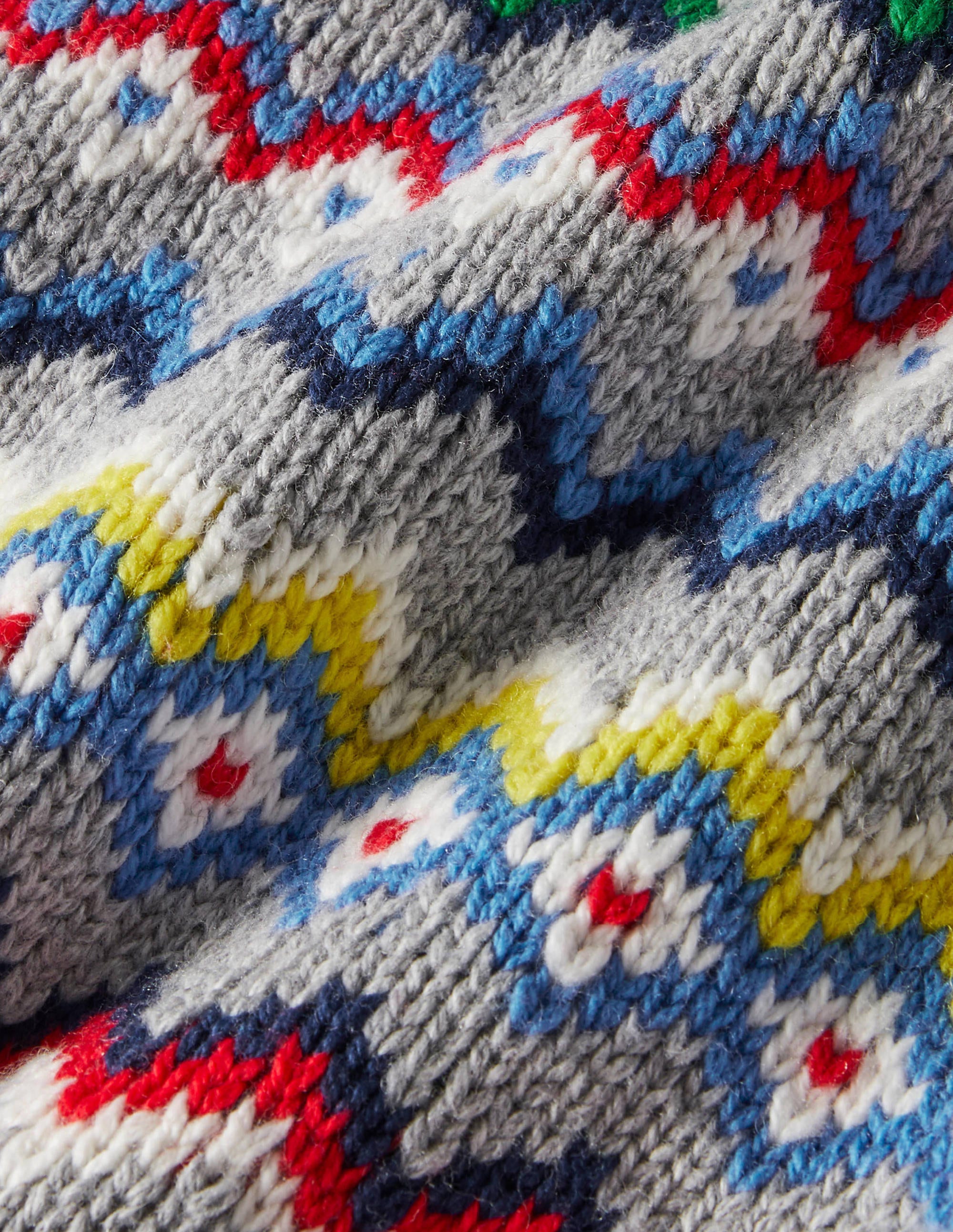 Fair-Isle-Grobstrickpullover mit Rundhalsausschnitt-Grau Meliert - Image 3