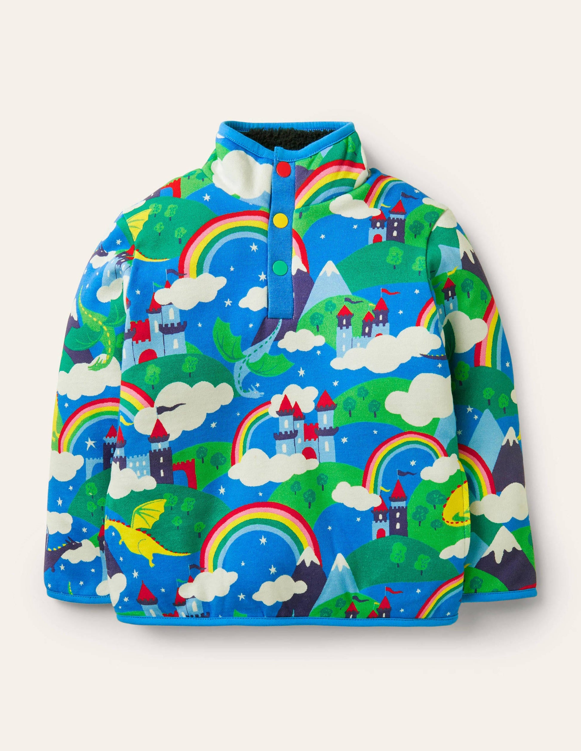 Wendbares Henley-Sweatshirt-Segelblau, Magisches Schloss-1