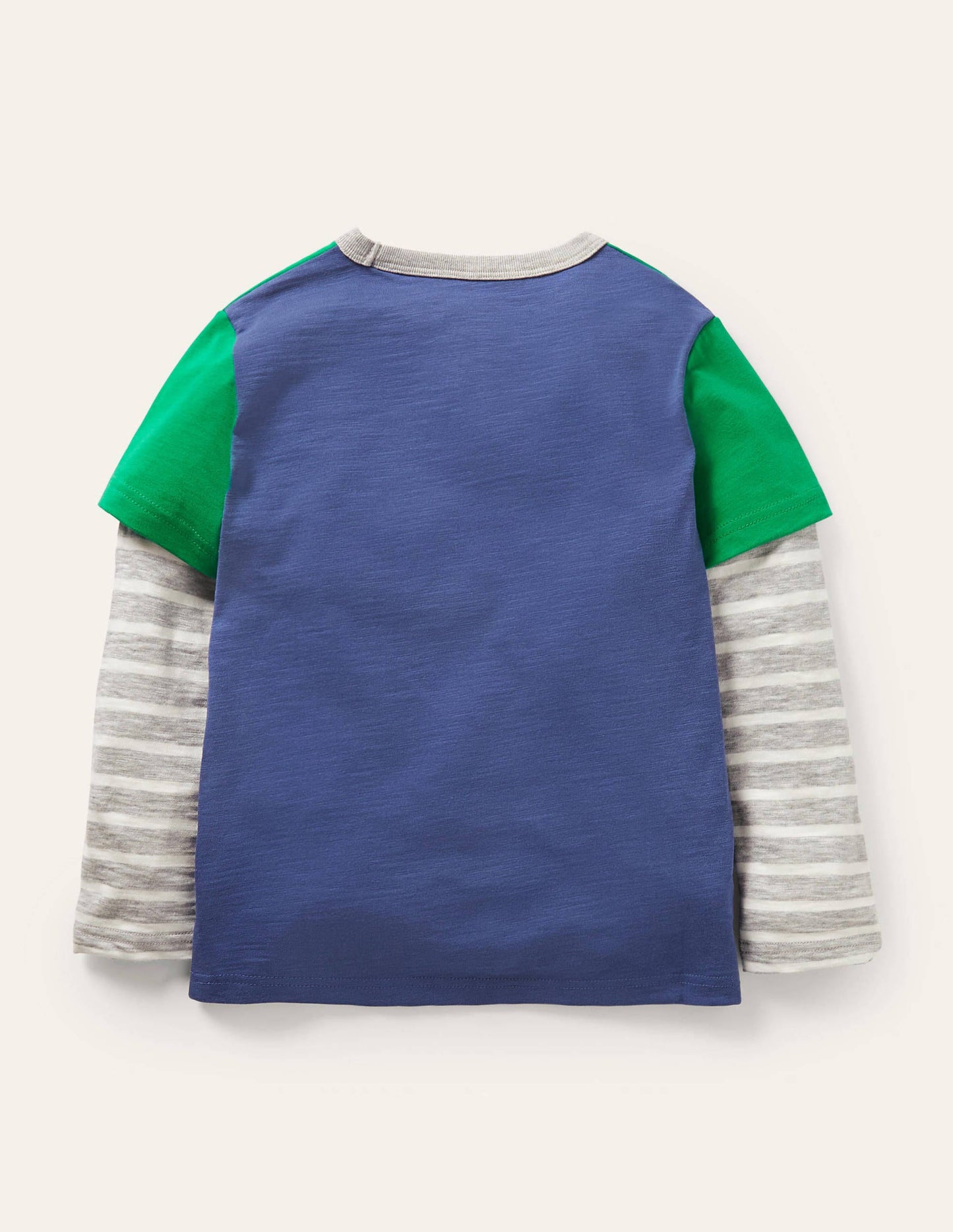 Colourblock Layered T-shirt-Highland Green/Blue