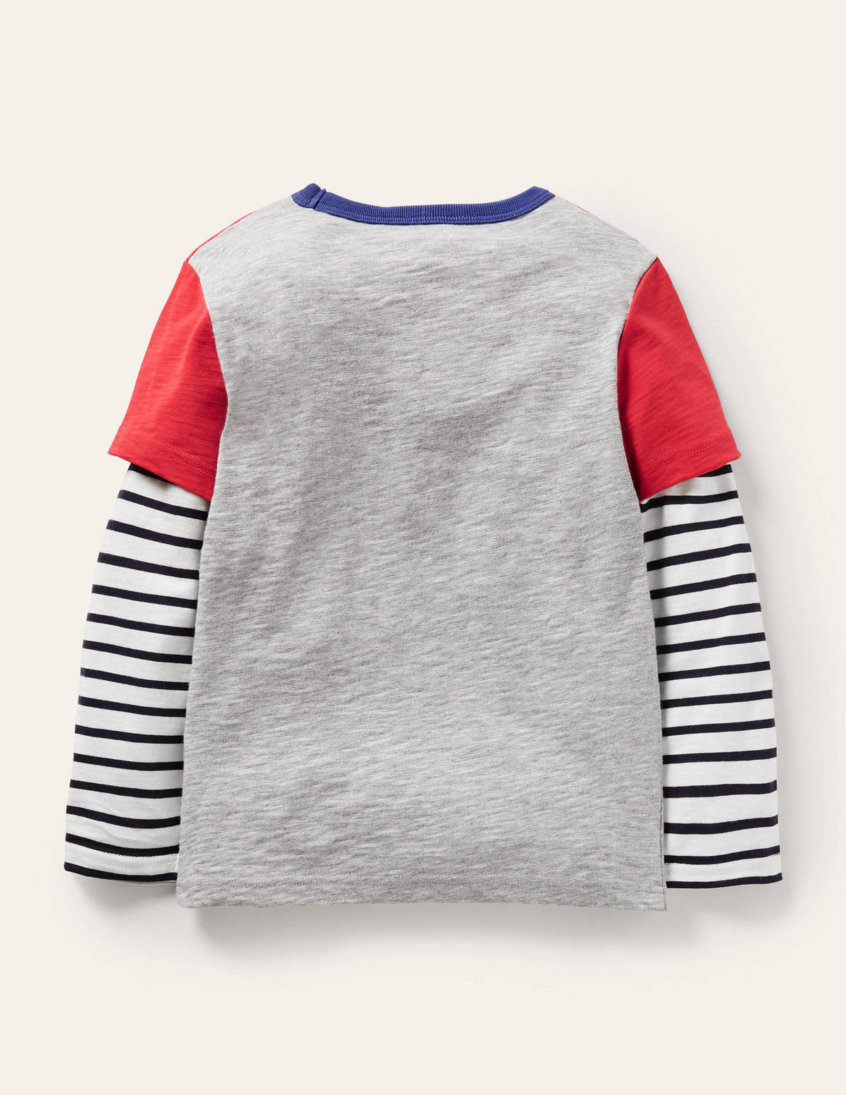 Lagen-Oberteil mit Blockfarben-Rockabilly-Rot/Grau-2