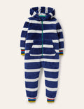 Cosy Fleece All-In-One-College Navy/Ivory Rainbow