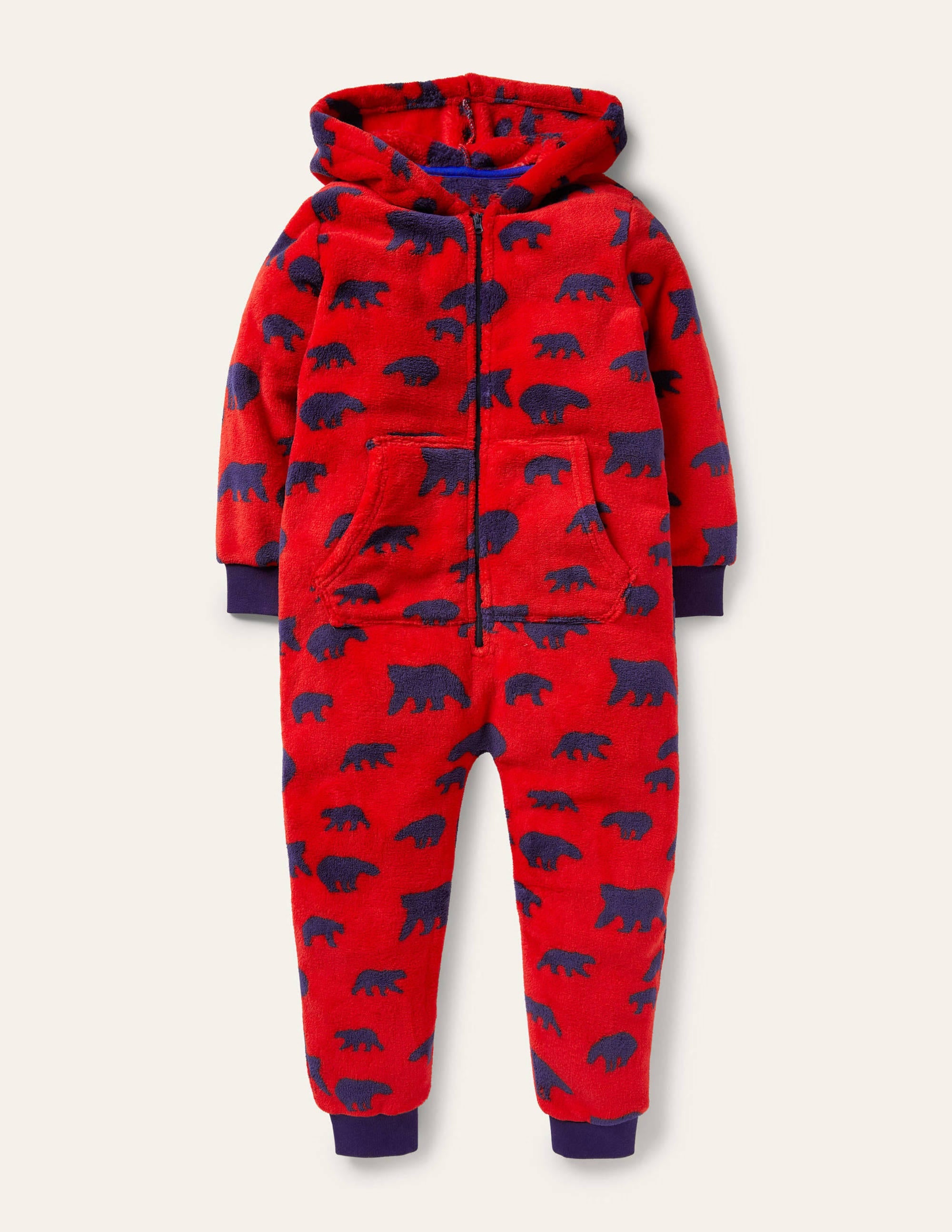 Combinaison molletonnée cosy-Ours rouge rockabilly - Image 1