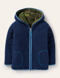 Cosy Reversible Zip-up Hoodie-Dark Khaki Camo