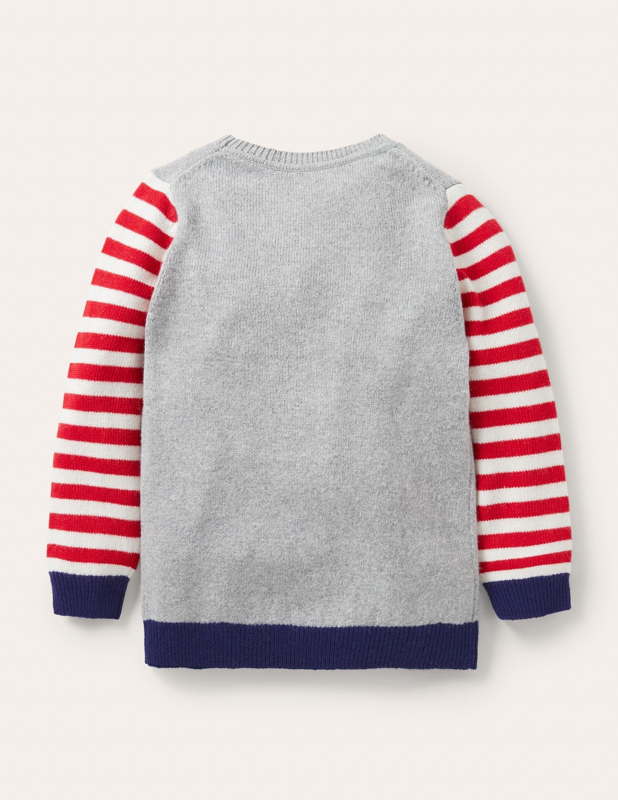 Pull col rond graphique et festif-Père Noël gris chiné - Image 2