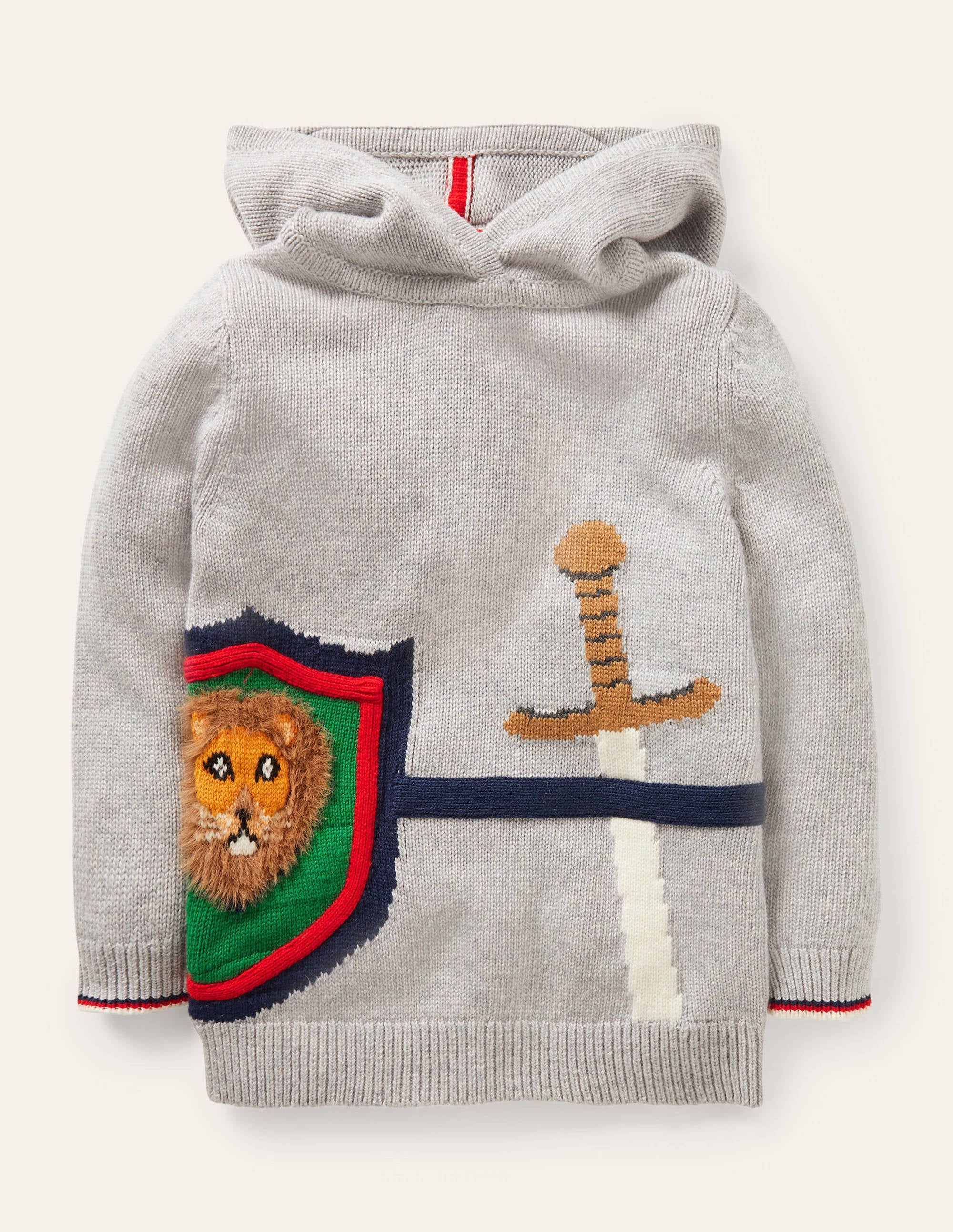 Knitted Knight Hoodie-Grey Marl Knight - Image 1